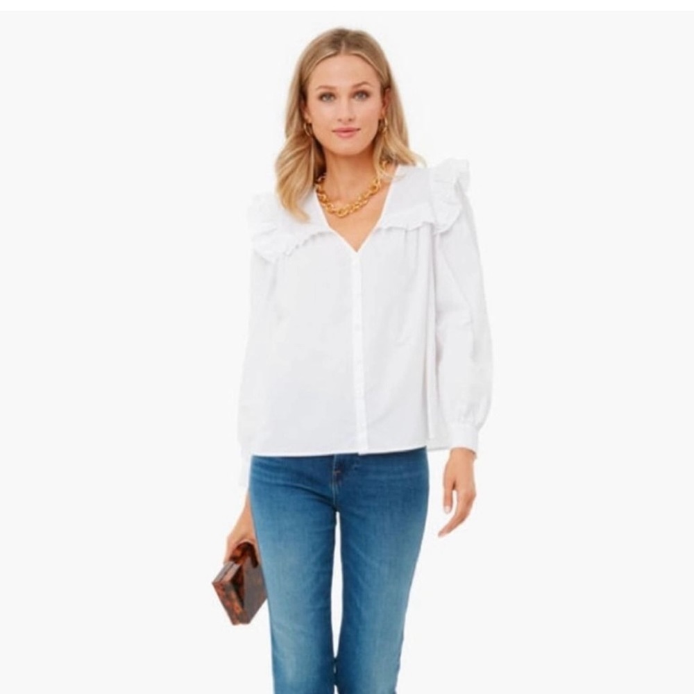 Tuckernuck - TNUCK - Pomander Place Ellianna White Ruffle Long Sleeve Top - Sz M